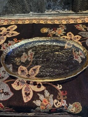 1950's Mid Century IVV Glacier Ice Italian Art Glass Oval Platter